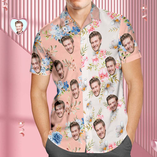 Custom Face Hawaiian Shirt For Men Patchwork Printing Shirt Valentine's Day Gifts For Him