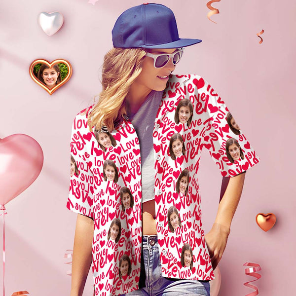 Custom Face Hawaiian Shirt Shirt Couple Outfit ALL Over Printed Love Shirt Valentine's Day Gifts