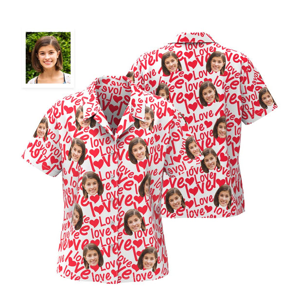 Custom Face Hawaiian Shirt For Men ALL Over Printed Love Shirt Valentine's Day Gifts For Him