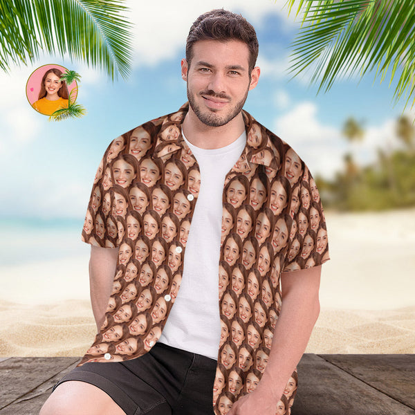 Custom Face Mash Hawaiian Shirts Personalized Photos Funny Men's Shirt Gift - SantaSocks