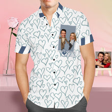 Custom Face Shirt Personalized Photo Men's Blue Hawaiian Shirt Valentine's Day Gift - Panda and Giraffe