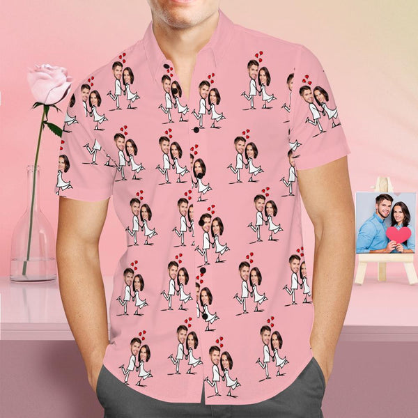 Custom Face Shirt Personalized Couple Photo Hawaiian Shirt Valentine's Day Gift