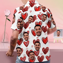 Custom Face Shirt Personalized Photo Hawaiian Shirt Valentine's Day Gift - Red Love Heart