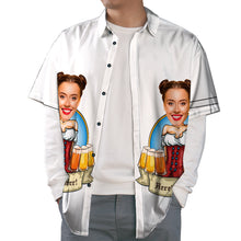 Custom Face Hawaiian Shirt Girl's Beer Casual Tropical Funky Button-Down Shirt