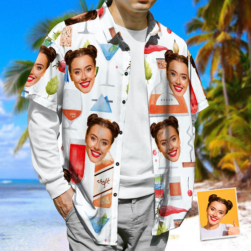 Custom Face Hawaiian Shirt, Soda & Juice Casual Tropical Beach Shirt, Unisex