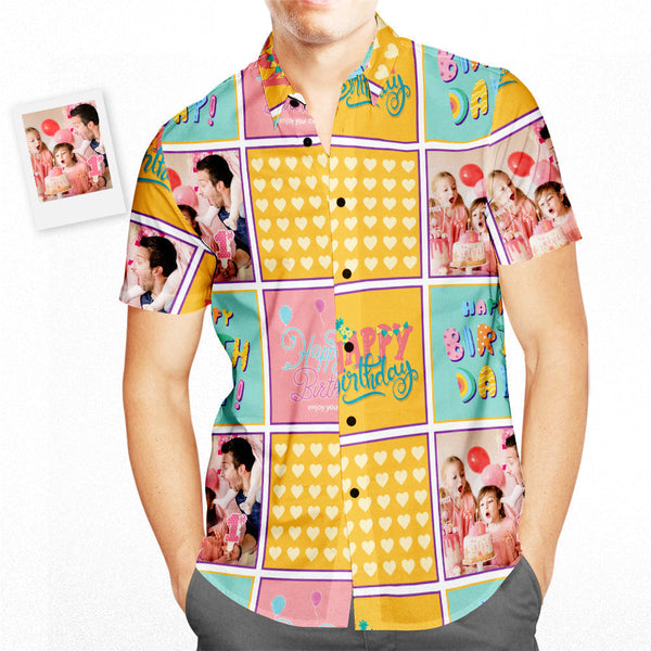 Custom Photo Happy Birthday All Over Printed Hawaiian Shirt Personalized Birthday Gifts