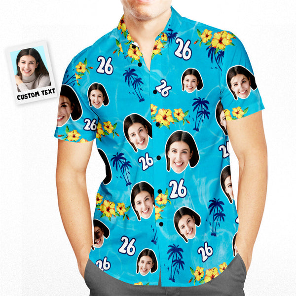 Custom Face Happy Birthday Hawaiian Shirt Water Ripples Personalized Birthday Gifts