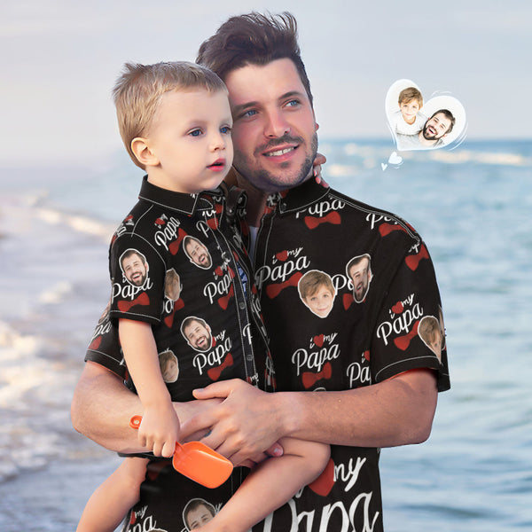 Custom Photo Hawaiian Shirt Personalised Face Hawaiian Shirt Gift Father's Day Gift - I Love My Papa