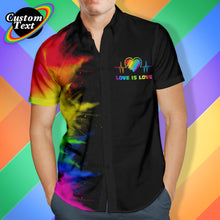 Custom Men's Hawaiian Shirts Personalized LGBTQ Gay Pride Shirt - Love is Love