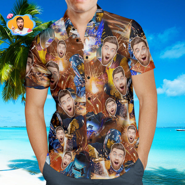 Custom Face Men Hawaiian Shirts Personalized Welder Hawaiian Shirt For Men Welder Lover Gifts