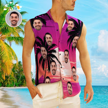Custom Face Men's Sleeveless Hawaiian Shirts Personalized Sleeveless Shirts For Men Sunset - SantaSocks