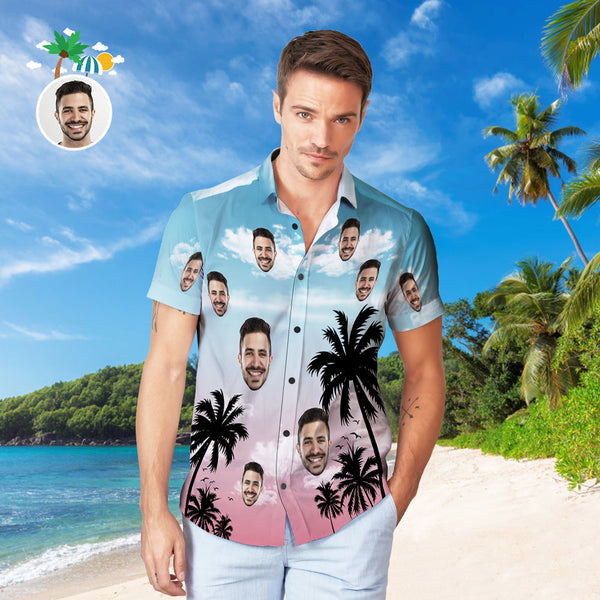 Custom Face Hawaiian Set Personalized Men's Photo Set Vacation Party Gift