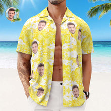Custom Face Hawaiian Shirt Men's All Over Print Aloha Shirt Gift - Yellow