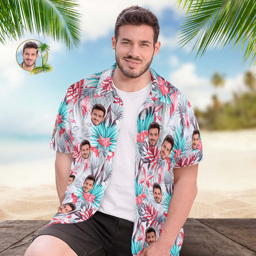 Custom Face Hawaiian Shirt Men's All Over Print Aloha Shirt Gift Romantic Hawaiian Style
