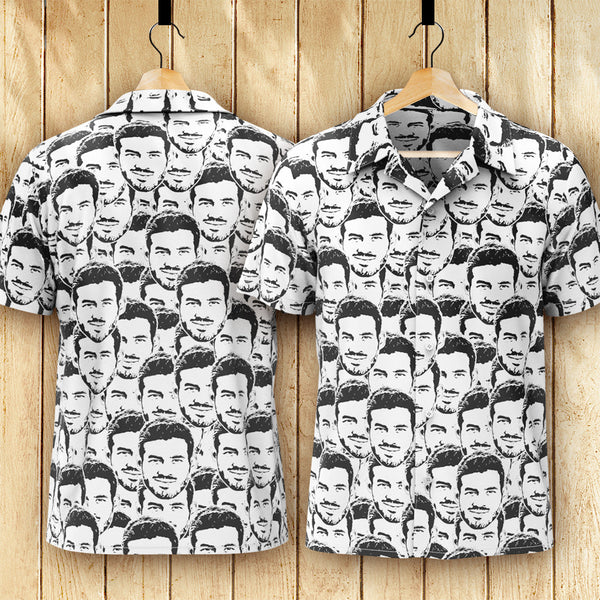 Custom Face Hawaiian Shirt Men's All Over Print Aloha Shirt Gift - Comic Style Mash Face