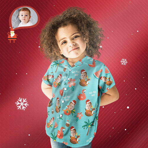 Custom Face Christmas Pool Party Hawaiian Shirt Kid's Personalised Christmas Gift