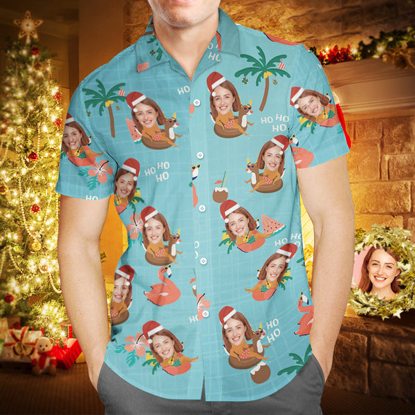 Custom Face Family Matching Hawaiian Outfit Christmas Pool Party Parent-child Wears