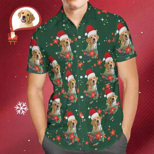 Men's Custom Photo Christmas Hawaiian Shirts Christmas Gift for Pet Lovers