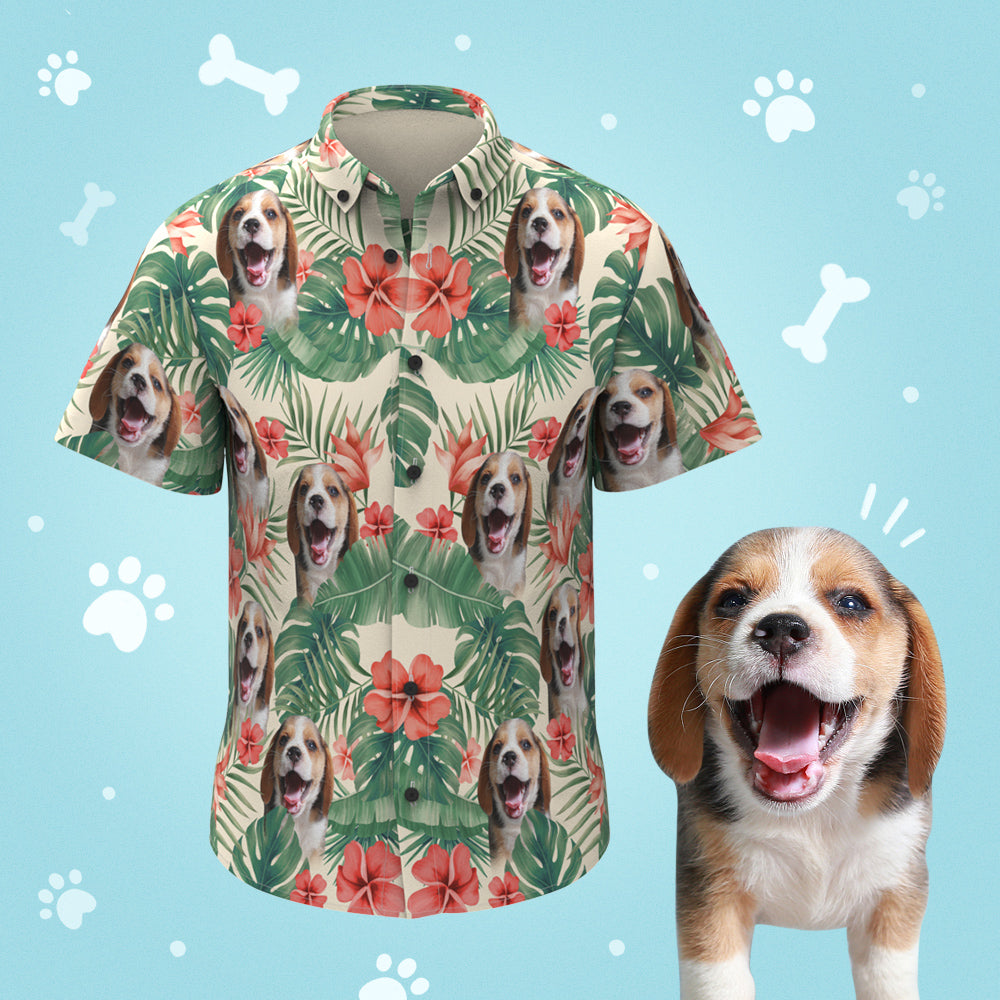 Custom Face Men's Hawaiian Shirts Summer Beach Hawaiian Shirt for Pet Lover