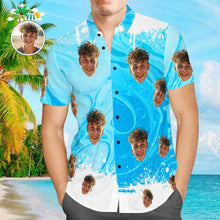 Custom Face Shirt Men's Hawaiian Shirt with Name Blue Hawaiian Shirts Cool Summer