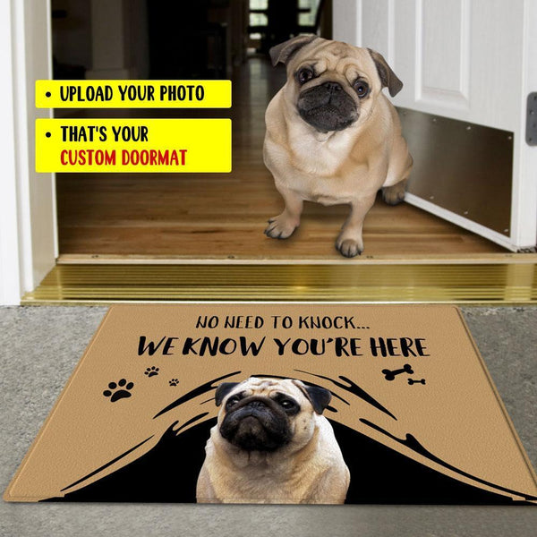 Custom Pet Photo Doormat-No Need To Knock With Your Pet's Photo
