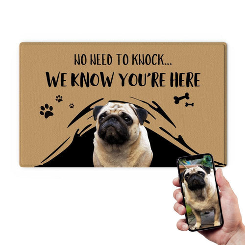 Custom Pet Photo Doormat-No Need To Knock With Your Pet's Photo