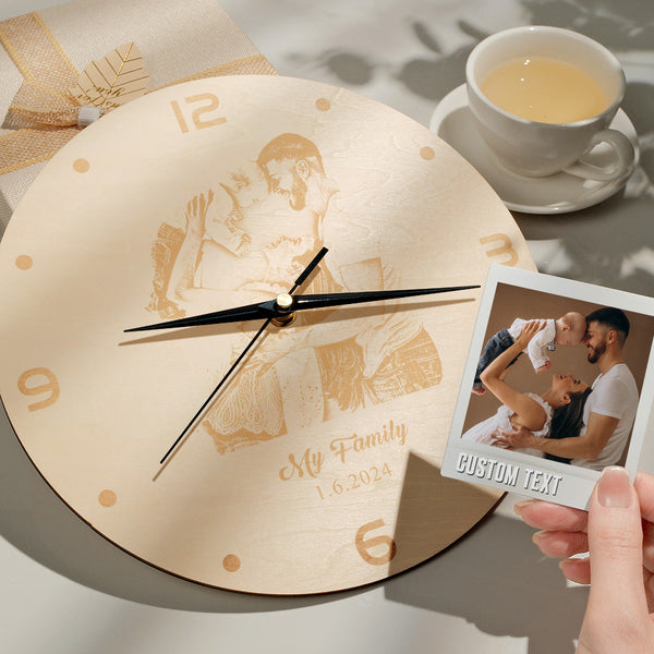 Custom Photo Wooden Clock Love Valentine's Day Gifts
