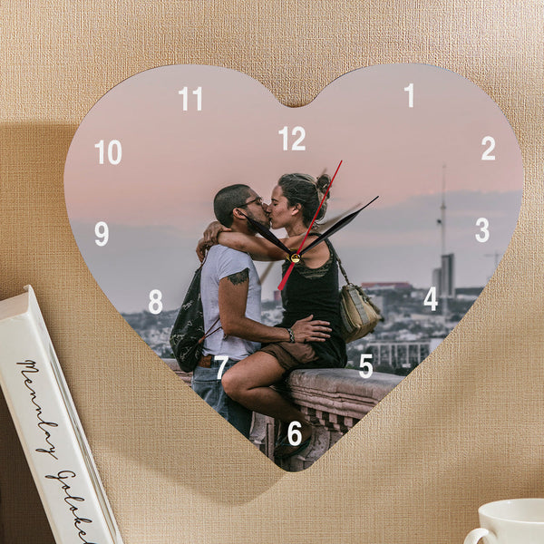 Custom Photo Clock Heart-shaped Romantic Household Gifts
