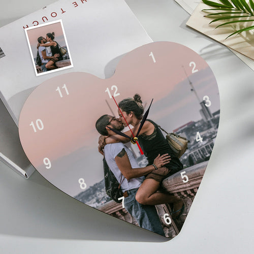 Custom Photo Clock Heart-shaped Romantic Household Gifts
