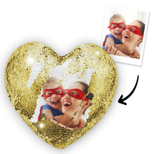 Mother's Day Gifts - Custom Photo Magic Heart Sequin Pillow