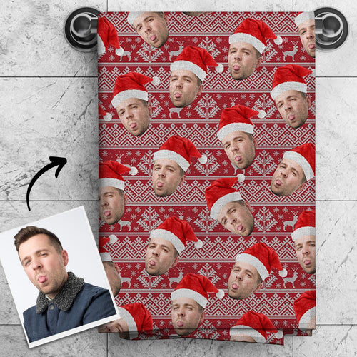 Personalized Men's Face Photo Towel Christmas Custom Hand Towel Christmas Gift