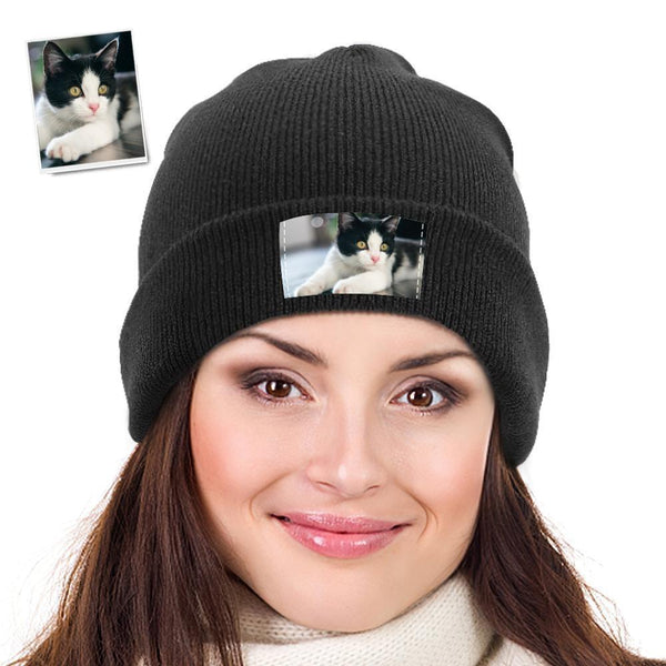 Custom Knit Hat Personalized Unisex Winter Photo Hats Beanie Hats Christmas Gift for Kids