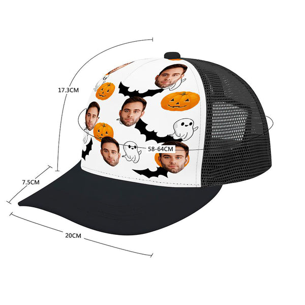Custom Cap Personalised Face Baseball Caps Adults Unisex Printed Fashion Caps Gift - Pumpkins and Ghosts