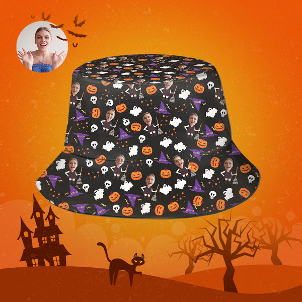 Halloween Gift Custom Bucket Hat Personalized Photo Hat - Witch