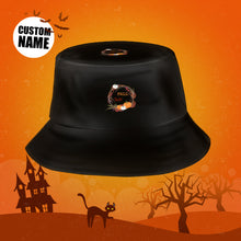 Halloween Gift Custom Bucket Hat Personalized Hat with Text - Pumpkin Wreath