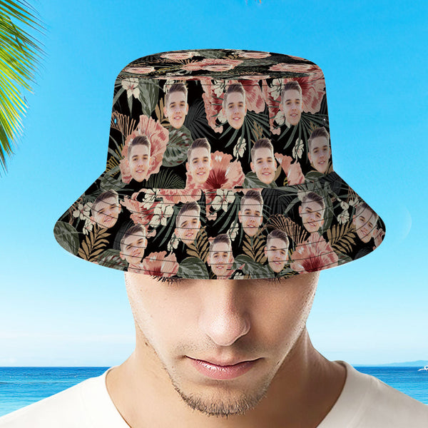 Personalized Photo Tropical Flower Print Hawaiian Fisherman Hat Bucket Hat
