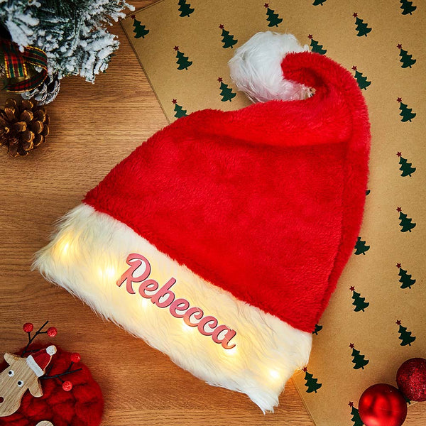 Custom Name Illuminated Christmas Hat Unique Light Up Hat For Christmas Day