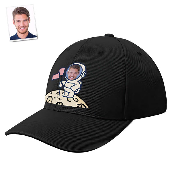 Custom Cap Personalised Face Baseball Caps Adults Unisex Printed Fashion Caps Gift - Astronaut on the Moon