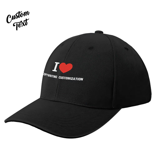 Custom Cap Personalised Baseball Caps with Text Adults Unisex Printed Fashion Caps Gift - I Love