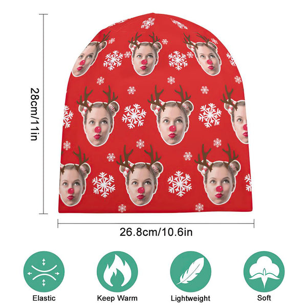Custom Full Print Pullover Cap Personalized Photo Beanie Hats Christmas Gift for Her - Elk