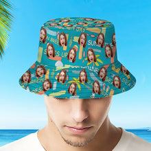 Custom Bucket Hat Face Unisex Fisherman Hat Summer Hat Sunshine Beach