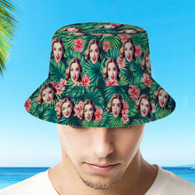 Custom Bucket Hat Face Unisex Fisherman Hat Summer Hat Hawaiian Style Red Flowers
