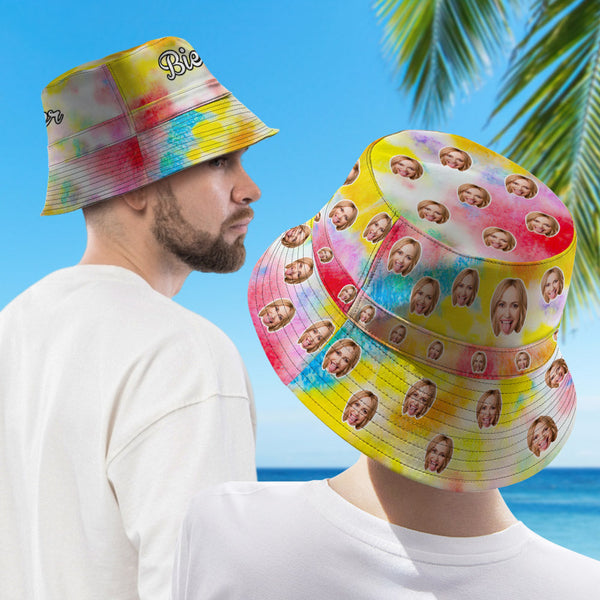 Custom Tie-Dye Bucket Hat Double-Side-Wear Reversible Summer Beach Sun Hat - SantaSocks
