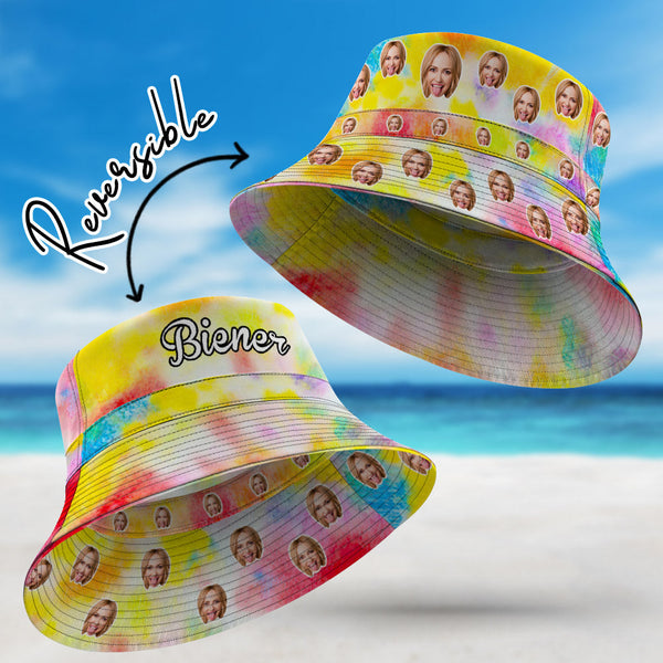 Custom Tie-Dye Bucket Hat Double-Side-Wear Reversible Summer Beach Sun Hat - SantaSocks