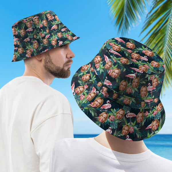 Custom Face Hawaiian Style Bucket Hat Double-Side-Wear Reversible Fisherman Hat - SantaSocks