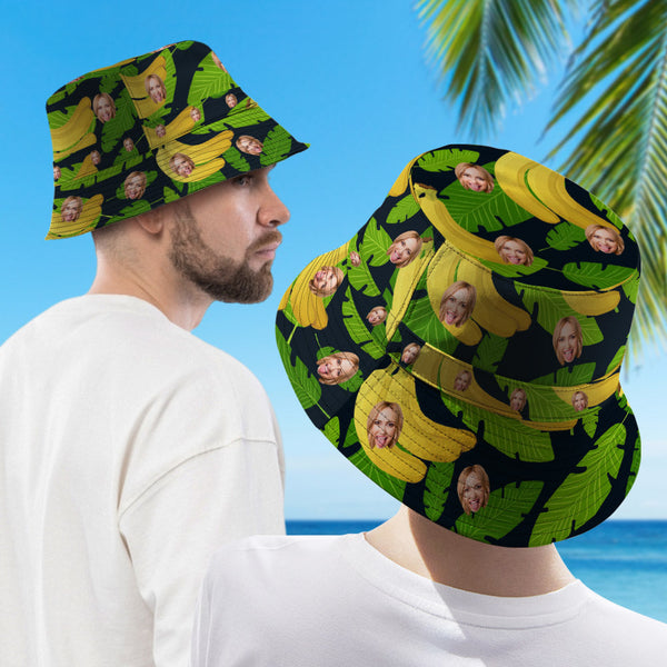 Custom Face Hawaiian Style Bucket Hat Double-Side-Wear Reversible Funny Fisherman Hat - SantaSocks