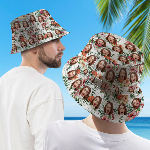 Personalized Face Reversible Bucket Hat Hawaiian Style Double-Side-Wear Outdoors Sun Cap - SantaSocks