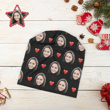 Custom Full Print Pullover Cap Personalized Photo Beanie Hats for Love - Red Heart