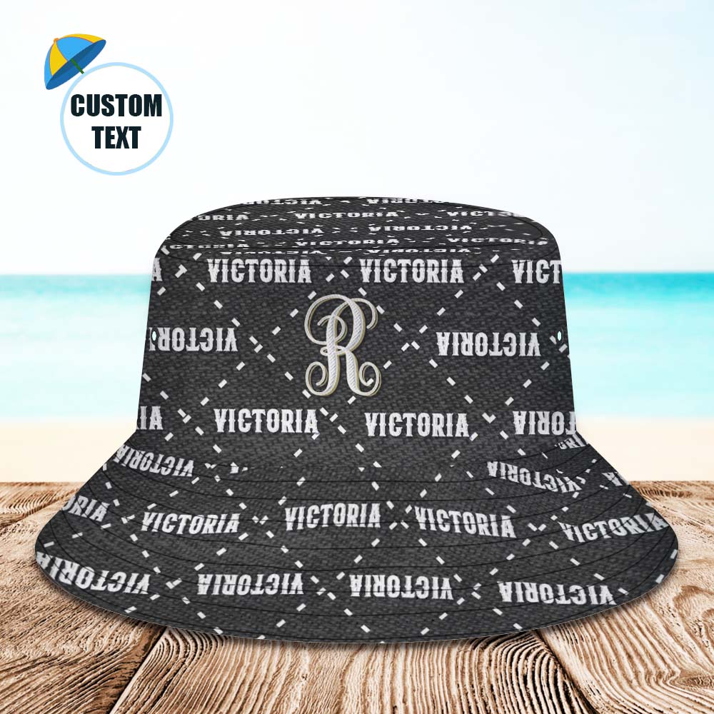 Custom Bucket Hat Unisex Black Plaid Fisherman Hat Personalized Your Name