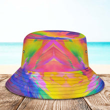 Custom Face Bucket Hat Unisex Personalized Wide Brim Outdoor Summer Hats Abstract Texture Purple Yellow and Pink